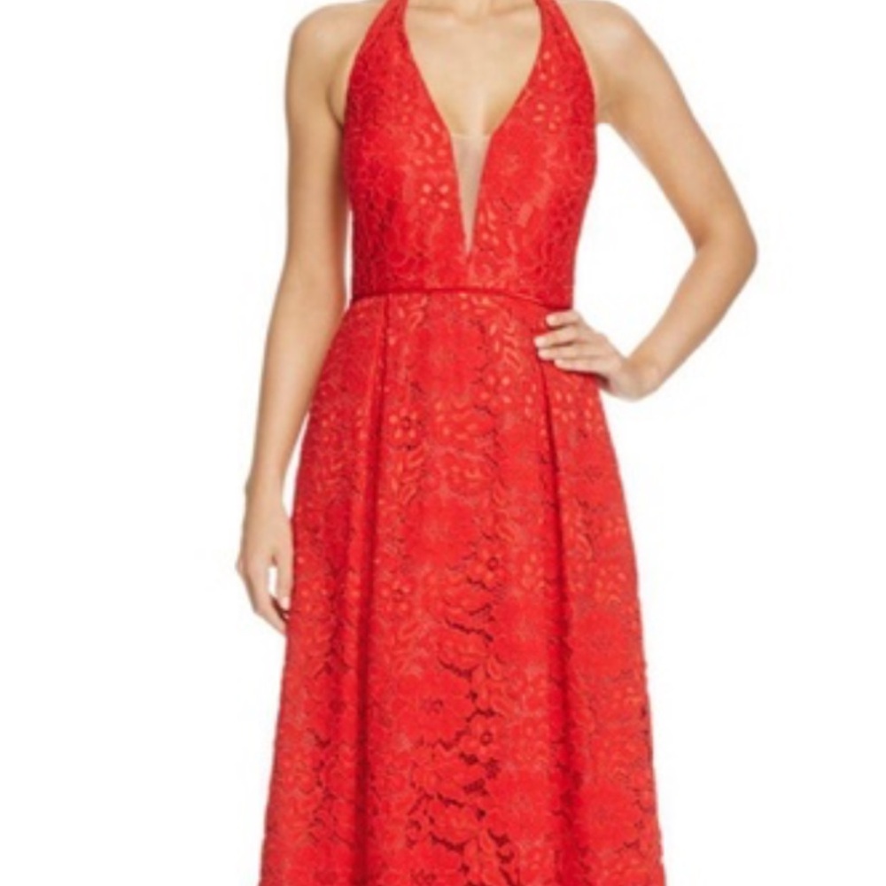 Js Collections Red Gown Size 0 Halter Top With Po… - image 1